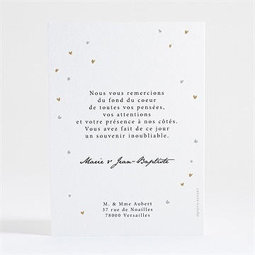 Remerciement mariage nos 2 petits mariés dorure - Dos de la carte
