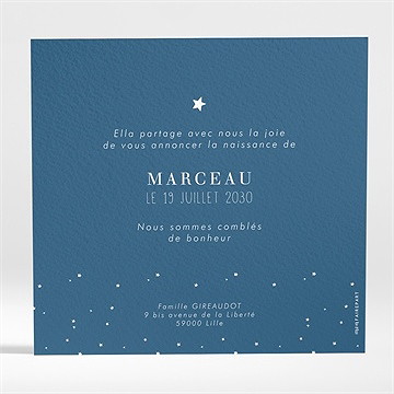 Faire-part naissance cadre chic et élégant - Dos du faire-part