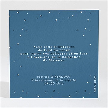Remerciement naissance cadre chic et élégant - Dos de la carte