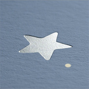 Remerciement naissance bleu givré - Marquage à chaud ARGENT