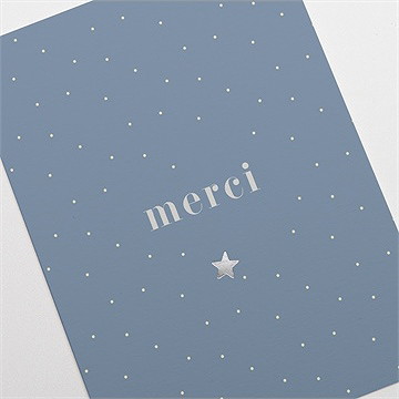 Remerciement naissance bleu givré - Détail de la carte