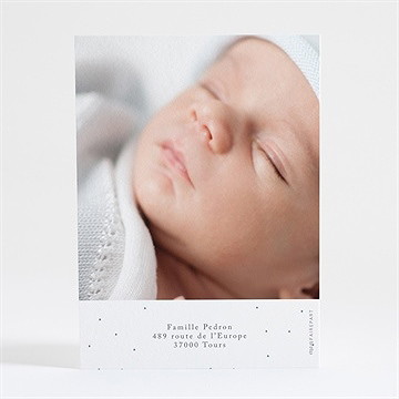 Remerciement naissance bleu givré - Dos de la carte