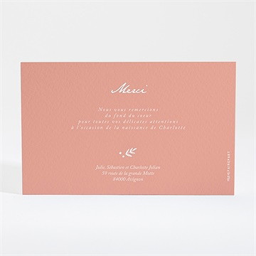 Remerciement naissance végétation copper - Dos de la carte