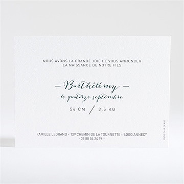 Faire-part naissance belle inscription - Dos du faire-part