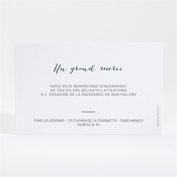 Remerciement naissance belle inscription - Dos de la carte