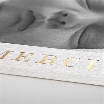 Remerciement naissance belle inscription - Marquage à chaud OR