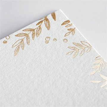 Faire-part naissance feuillage et poésie - Marquage à chaud OR