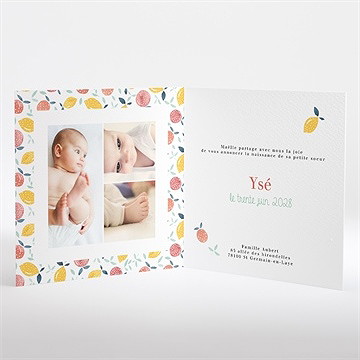 Faire-part naissance fruits d'été - Intérieur du faire-part
