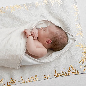 Faire-part naissance feuillage chic - Détail du faire-part