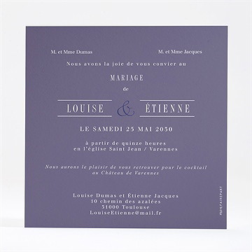 Faire-part mariage délicate couronne - Dos du faire-part