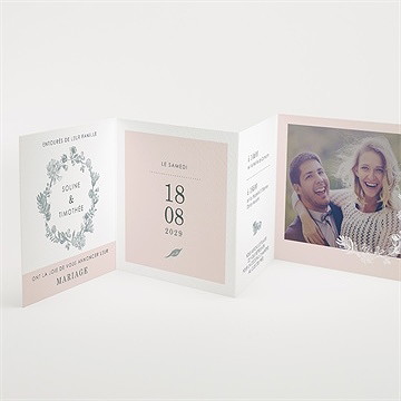 Faire-part mariage guirlande de fleurs - Intérieur du faire-part