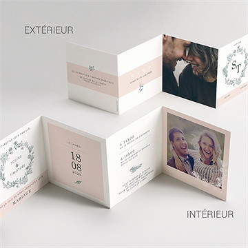 Faire-part mariage guirlande de fleurs - Détail du faire-part