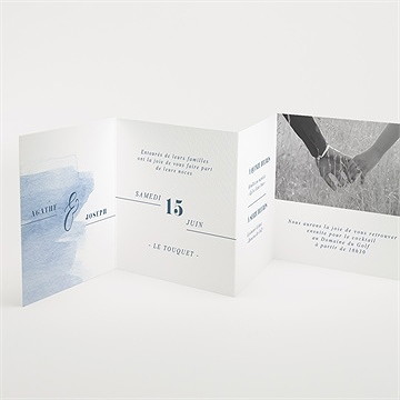 Faire-part mariage bleu pastel - Intérieur du faire-part