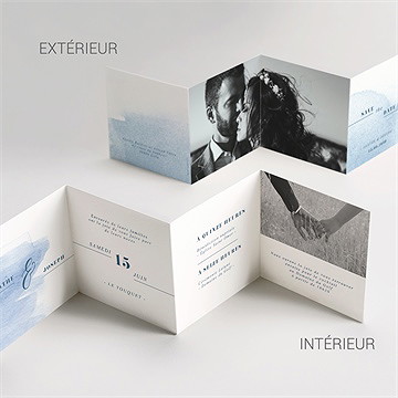 Faire-part mariage bleu pastel - Détail du faire-part