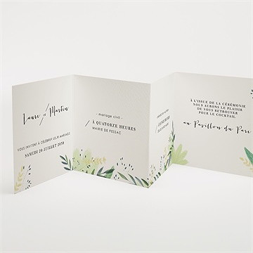 Faire-part mariage univers végétal - Intérieur du faire-part