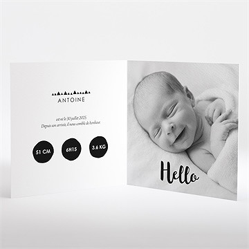 Faire-part naissance hello bébé! - Intérieur du faire-part