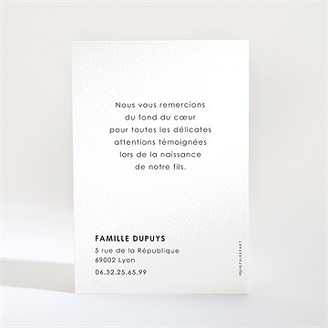 Remerciement naissance il est né! - Dos de la carte