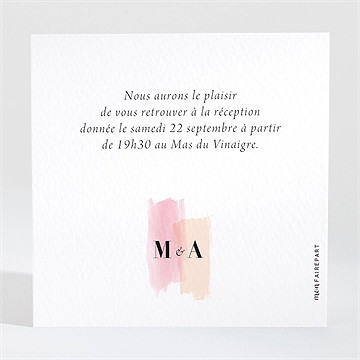 Carton d'invitation mariage charmantes couleurs - Dos du carton