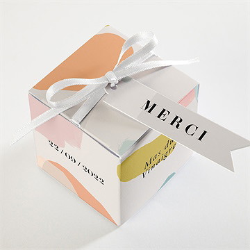 Boîte de dragées mariage charmantes couleurs - Dessus de la boîte