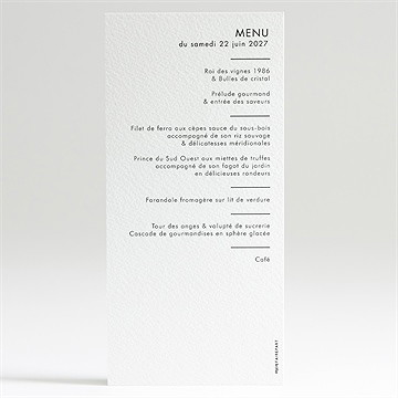 Menu mariage le grand jour - Dos du menu
