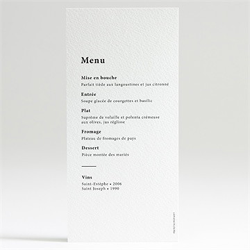 Menu mariage enlacés - Dos du menu