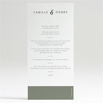 Menu mariage the big day - Dos du menu