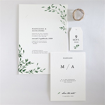 Faire-part mariage a l'ombre de l'olivier - Vue d'ensemble recto