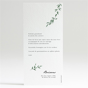 Menu mariage a l'ombre de l'olivier - Dos du menu