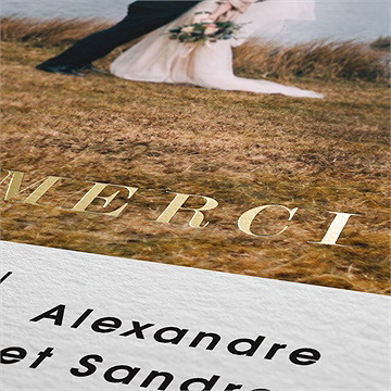 Remerciement mariage tendresse - Marquage à chaud OR