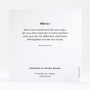 Remerciement mariage tendresse - Dos de la carte
