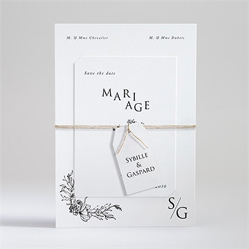 Faire-part mariage délicate ficelle