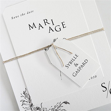 Faire-part mariage délicate ficelle - Détail du faire-part