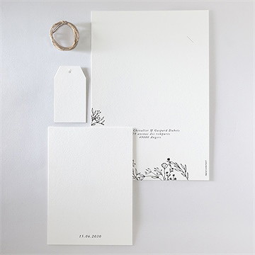 Faire-part mariage délicate ficelle - Vue d'ensemble verso