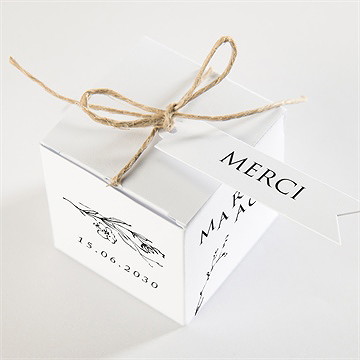 Boîte de dragées mariage délicate ficelle - Dessus de la boîte