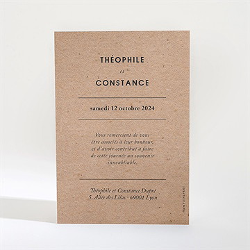 Remerciement mariage précieux cadeau - Dos de la carte