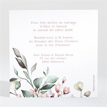 Carton d'invitation mariage baroque - Dos du carton