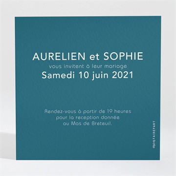 Carton d'invitation mariage bleu minimaliste