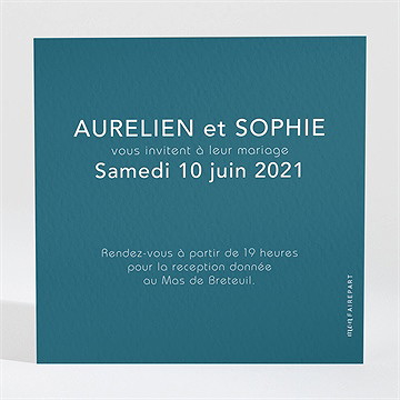 Carton d'invitation mariage bleu minimaliste