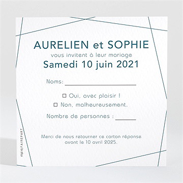Carton réponse mariage bleu minimaliste