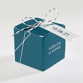 Boîte de dragées mariage bleu minimaliste