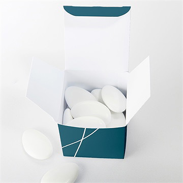 Boîte de dragées mariage bleu minimaliste - Intérieur de la boîte