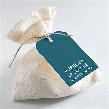 Etiquette mariage bleu minimaliste - Mise en situation