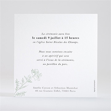 Faire-part mariage belle nature - Dos du faire-part