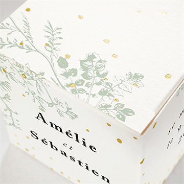 Boîte de dragées mariage belle nature - Marquage à chaud OR