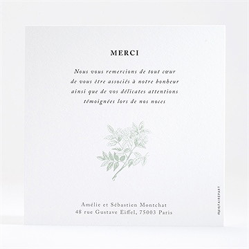 Remerciement mariage belle nature - Dos de la carte
