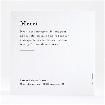 Remerciement mariage mon roc - Dos de la carte