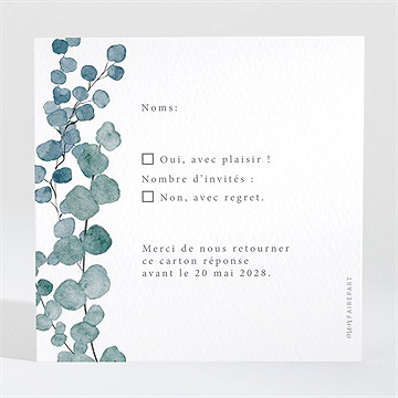 Carton réponse mariage douce ambiance - Dos du carton