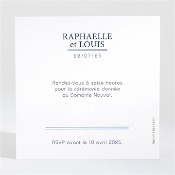 Carton d'invitation mariage l'essentiel - Dos du carton