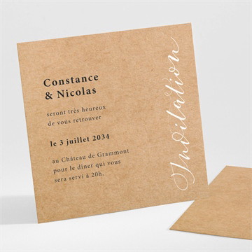 Carton d'invitation mariage photomaton kraft