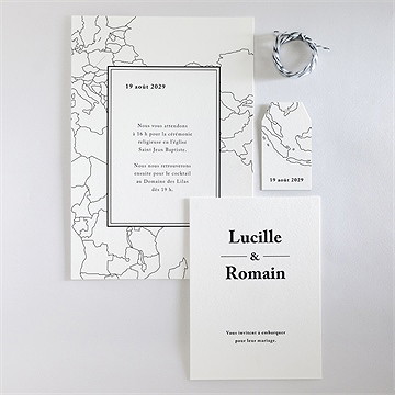 Faire-part mariage dessin d'amour - Vue d'ensemble recto